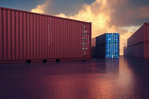 Container-Yard-Produkt 3D-Rendering