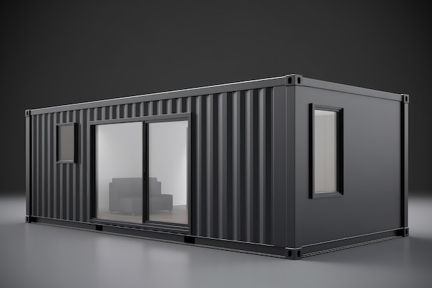 Containerhaus isoliert auf Hintergrund3D-Rendering-KI