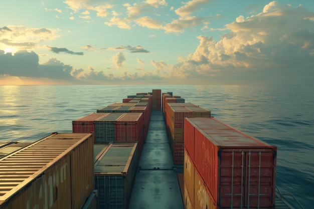 Containerschiff, das Waren für die Ausfuhrlogistik befördert