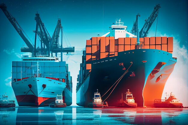 Containerschiff im Hafen Generative KI Generative KI