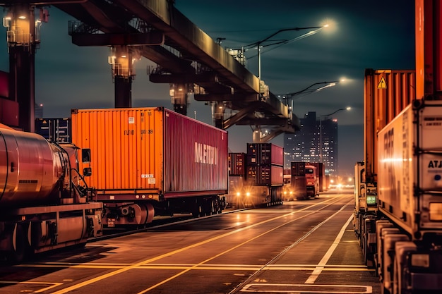 Containerwagen im Schiffshafen für Geschäftslogistik und Transport