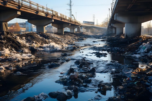 Contaminación de aguas residuales aguas residuales de tuberías industriales fugas de aguas sucias al medio fluvial