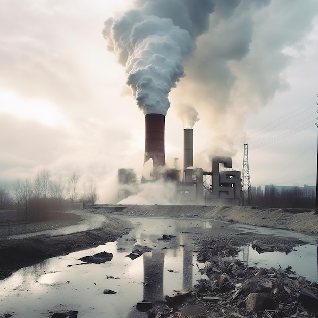 Contaminación del medio ambiente causada por las emisiones de humo de las fábricas y plantas