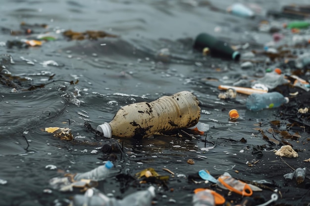 Foto contaminación del océano basura en la playa