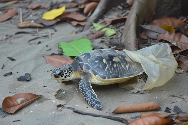 La contaminación por plástico en el océano La tortuga se come bolsas de plástico Problema ambiental