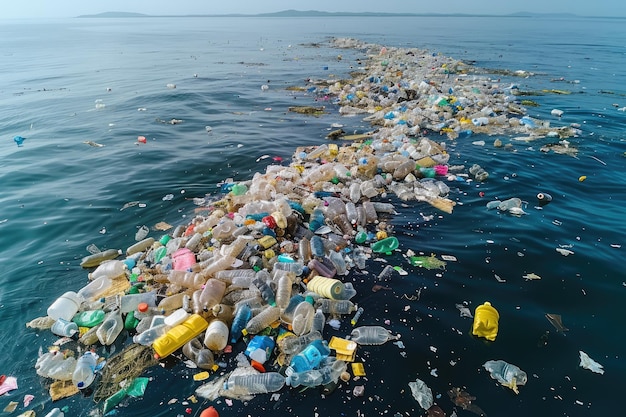 La contaminación por plásticos de los residuos de plástico de un solo uso fotografía profesional