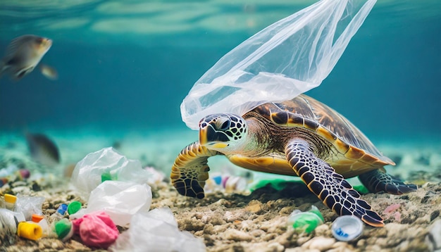 contaminación por plásticos en las tortugas marinas y la vida animal oceánica crisis ambiental