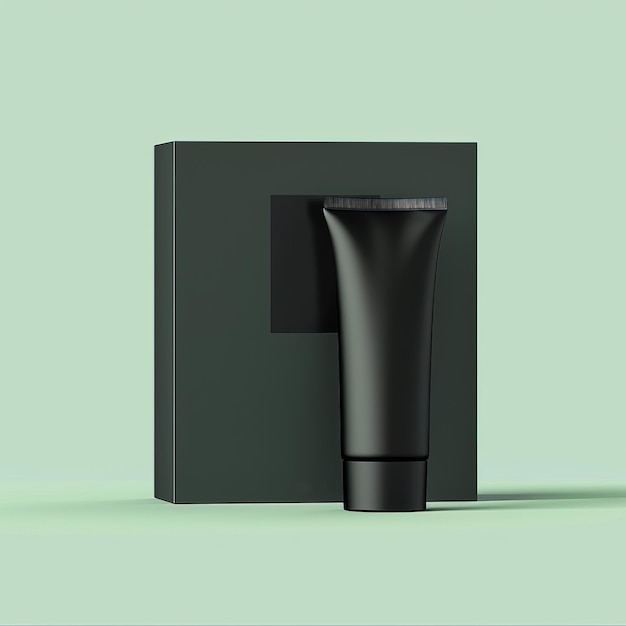 Contêiner de cosméticos preto com modelo de etiqueta em branco ilustração 3D