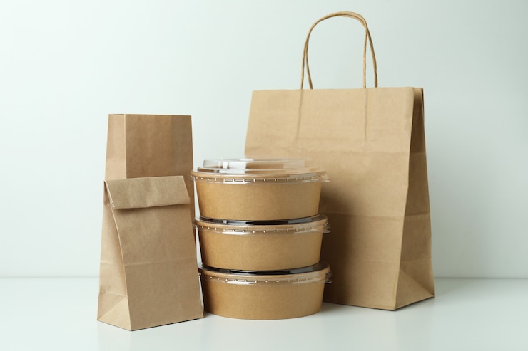 Foto contêineres de entrega de comida para viagem em fundo branco