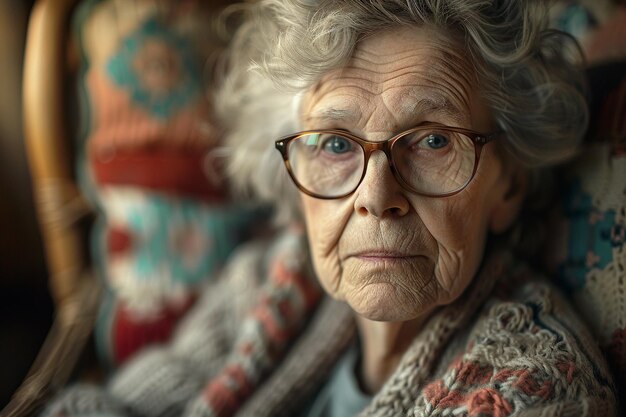 Contemplação esperançosa Mulher idosa em sessão de terapia