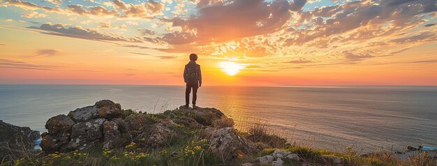 Foto contemplación del atardecer generada por la ia