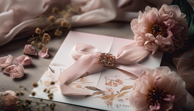 Contemporâneo blush rosa e convite de casamento de cores douradas