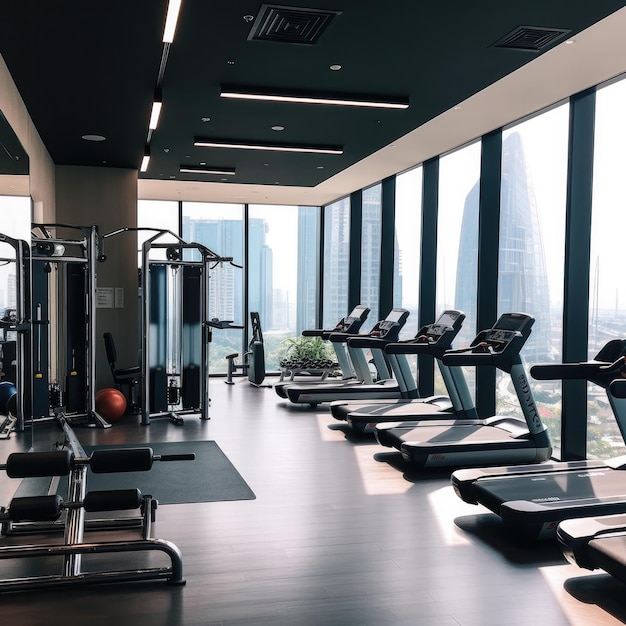 Contemporâneo impecável centro de fitness interior Sport Generative ai