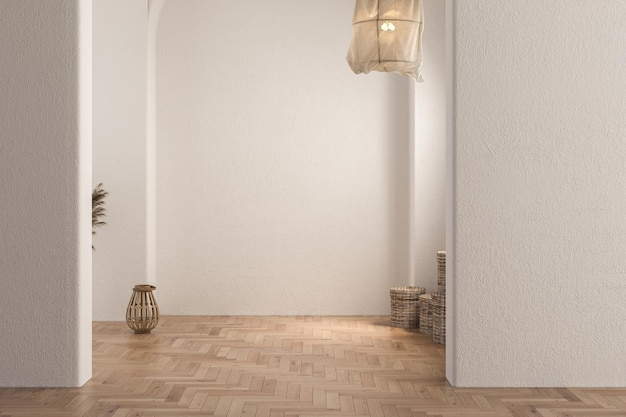 Contemporâneo vazio interior acolhedor estilo minimalista conceito de meados do século renderização 3 d