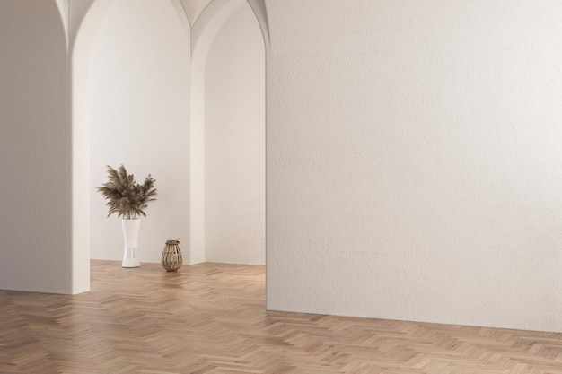 Contemporâneo vazio interior acolhedor estilo minimalista conceito de meados do século renderização 3 d