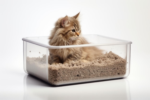Foto contenção de felinos gato brincalhão em caixa de plástico