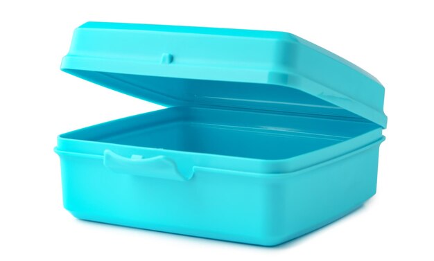 Contenedor de alimentos vacío aislado sobre un fondo blanco