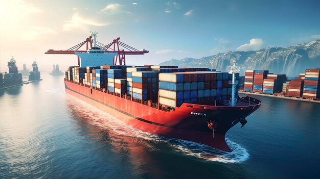 Foto contenedor barco carga transporte de carga de negocios carguero logística importación exportación de mercancías de carga global generación de ia