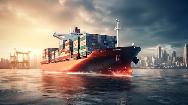 Foto contenedor barco carga transporte de carga de negocios carguero logística importación exportación de mercancías de carga global generación de ia