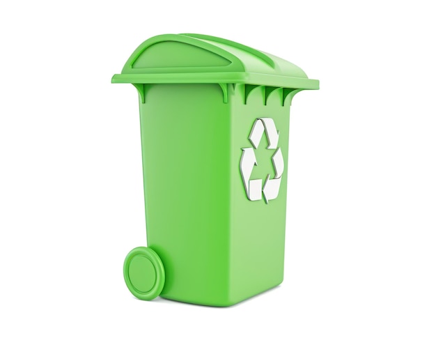 Un contenedor de basura verde para materiales reciclables