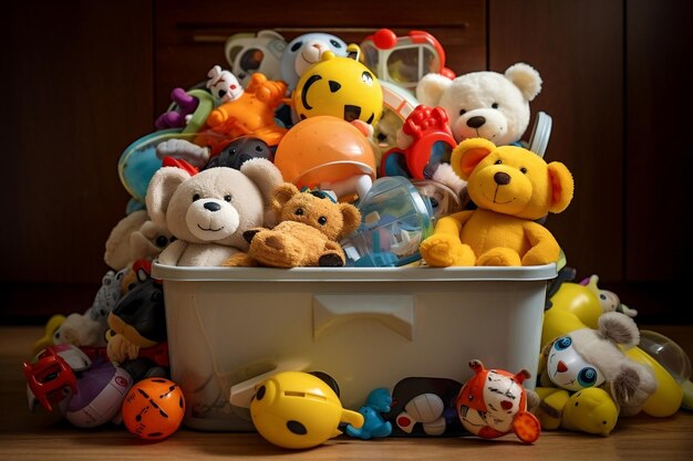 Contenedor lleno de juguetes para bebés y niños IA generativa
