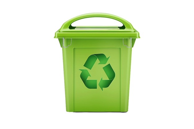 Un contenedor de reciclaje sobre un fondo transparente
