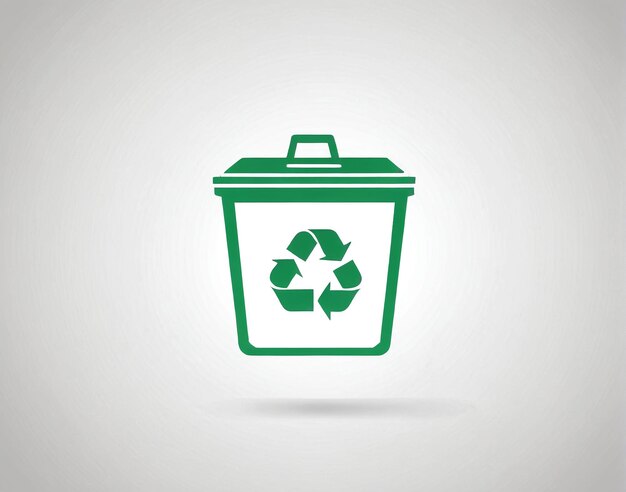 Foto un contenedor de reciclaje verde con un icono de recuperación