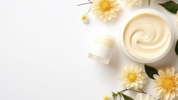 contenedores de botellas de cosméticos crema para la piel con flores