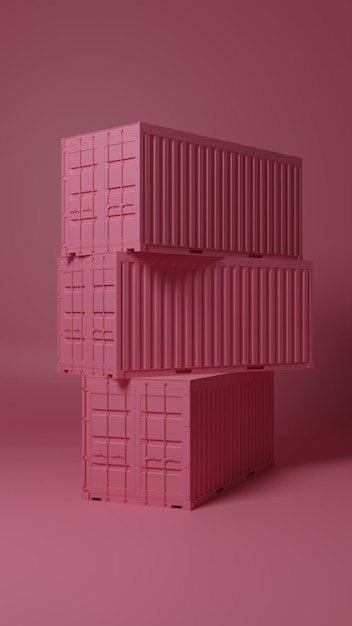 Contenedores de carga rosados ilustración moderna en 3D