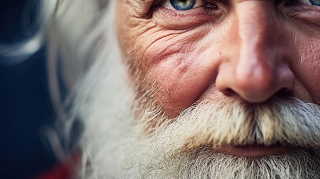 Contento Santa expresión pacífica fondo azul meditativo