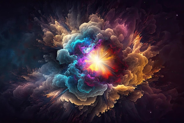 Contexto abstrato colorido da nebulosa da explosão do espaço