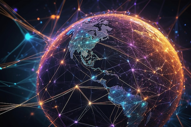 Contexto abstrato vetor de conceito de conexões globais à Internet em todo o mundo