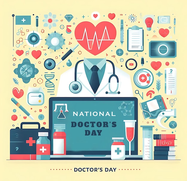 Contexto realista do Dia Nacional dos Médicos Ilustração do Dia Nacional dos Médicos