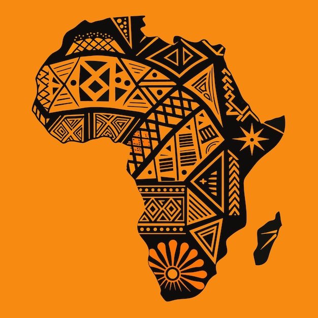 Foto continente áfrica silhueta abstrata mapa africano padrão étnico geométrico ornamento tradicional