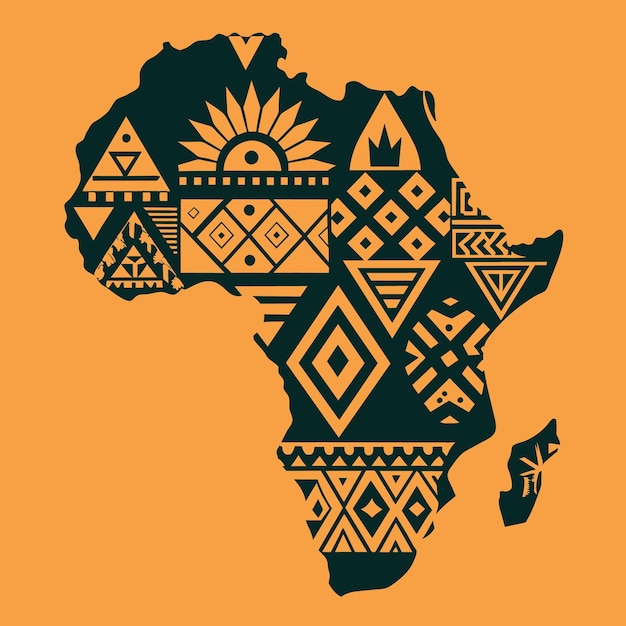 Continente África silhueta abstrata mapa africano padrão étnico geométrico ornamento tradicional