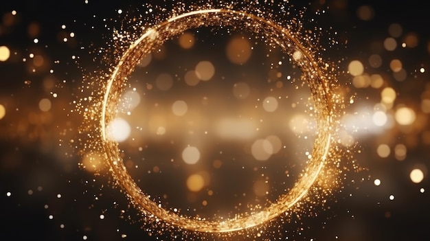 Foto contorno brilhante dourado de uma moldura redonda