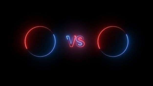 Contorno brillante establecido contra Círculo con características de icono VS Isolado en fondo negro