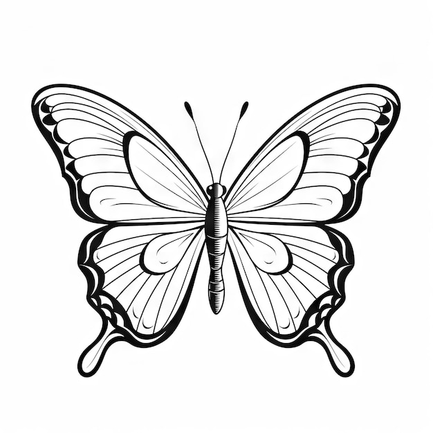 Contorno de borboleta com detalhes planos lineares Página de colorir