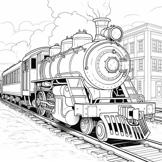 Foto contorno de dibujo de tren para colorear