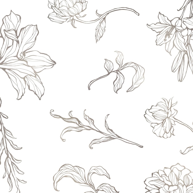 Contorno floral dourado fundo transparente png