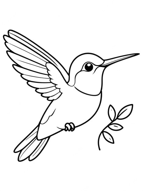 Foto contorno de línea de arte de un hermoso pájaro