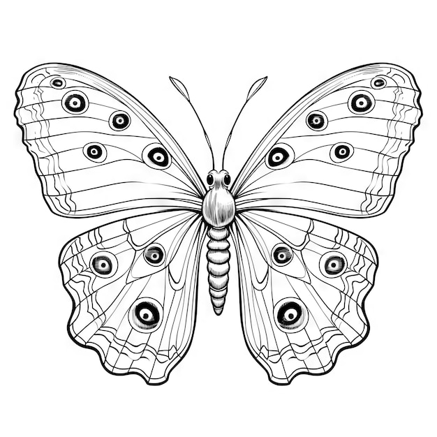 Contorno de mariposa con detalles planos lineales Página para colorear