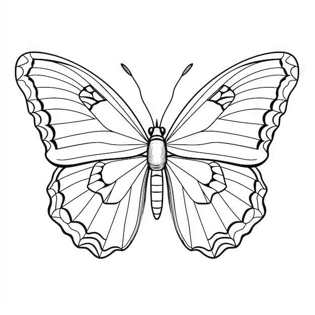 Foto contorno de mariposa con detalles planos lineales página para colorear