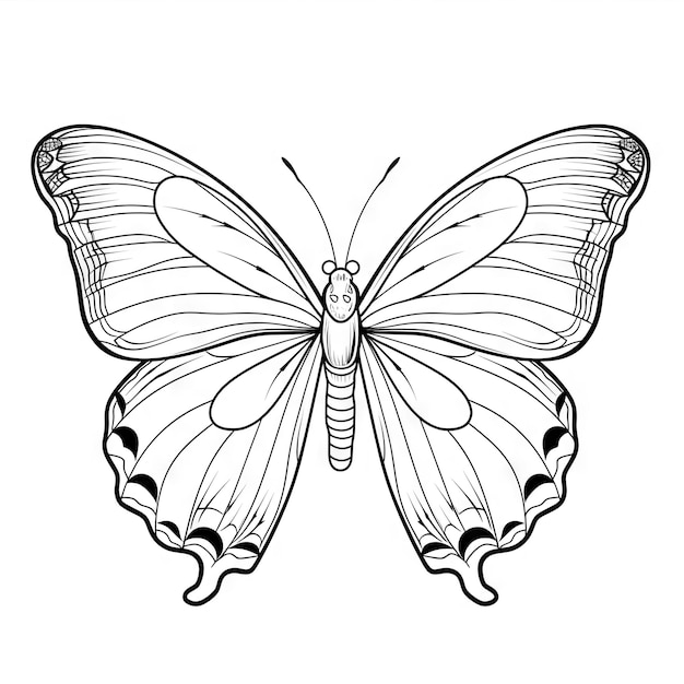 Foto contorno de mariposa con detalles planos lineales página para colorear