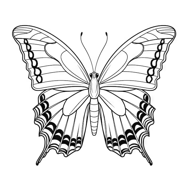 Contorno de mariposa con detalles planos lineales Página para colorear