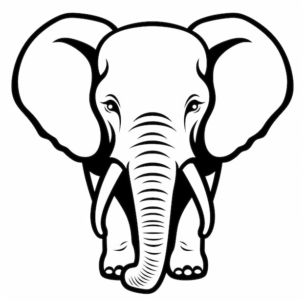 Foto contorno en negrita arte de clips de elefante en blanco y negro forma de recorte svg