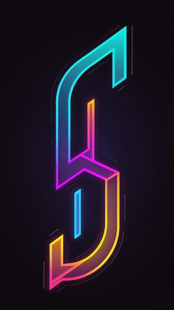 Contorno de neón lambda el color de gradiente oscuro