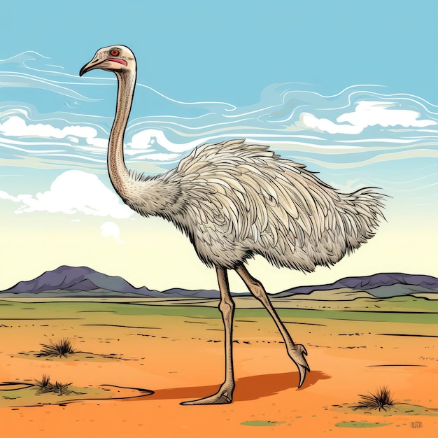 Foto contorno de patas largas de avestruz pavoneándose contorno de patas largas de avestruz pavoneándose