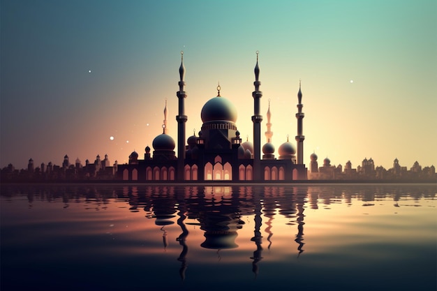 Foto contorno sagrado una silueta simple pero poderosa de una mezquita islámica