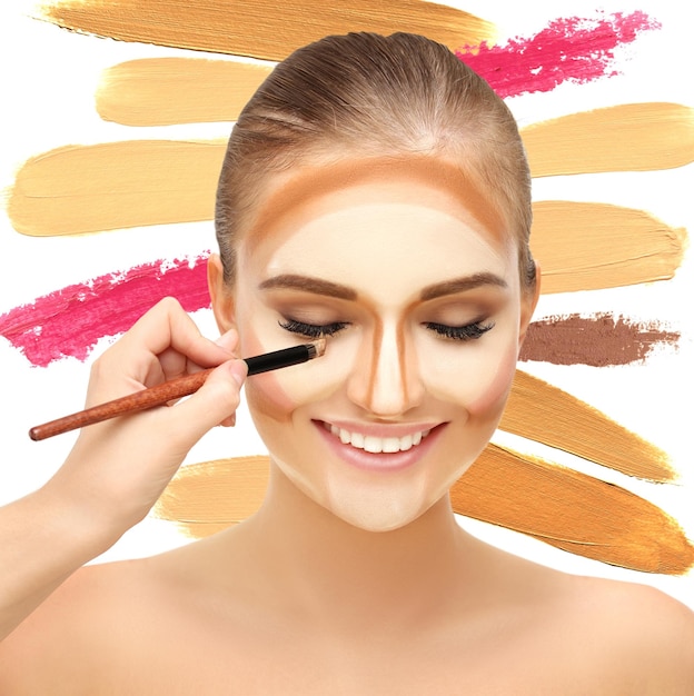 ContornoMaquillaje rostro de mujer Maquillaje de contorno y realce